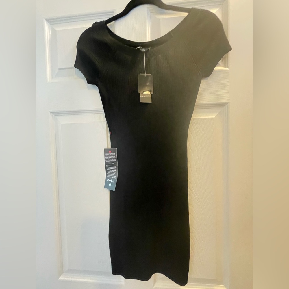 Black Bodycon Sweater Bebe Dress Brand New